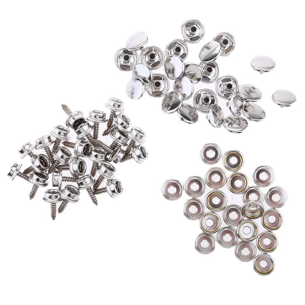 

75 Pieces Stainless Steel Boat Marine Cover Fastener Snap 15mm Screw Socket Kit