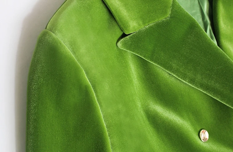 GALCAUR Green Flocking Women's Blazer Notched Long Sleeve Asymmetrical Elegant Autumn Female Suits Clothing Fashion Tide 2020 | Женская