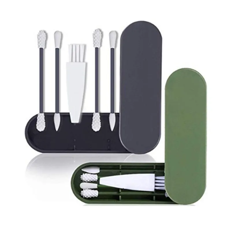

New 5Pcs/box Reusable Cotton Swab Double-headed Face Ear Cleaning Makeup Cosmetic Removal Portable Silicone Buds Swabs Tool
