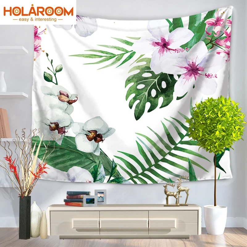 Тропический гобелен с растительным принтом богемное одеяло для домашнего декора
