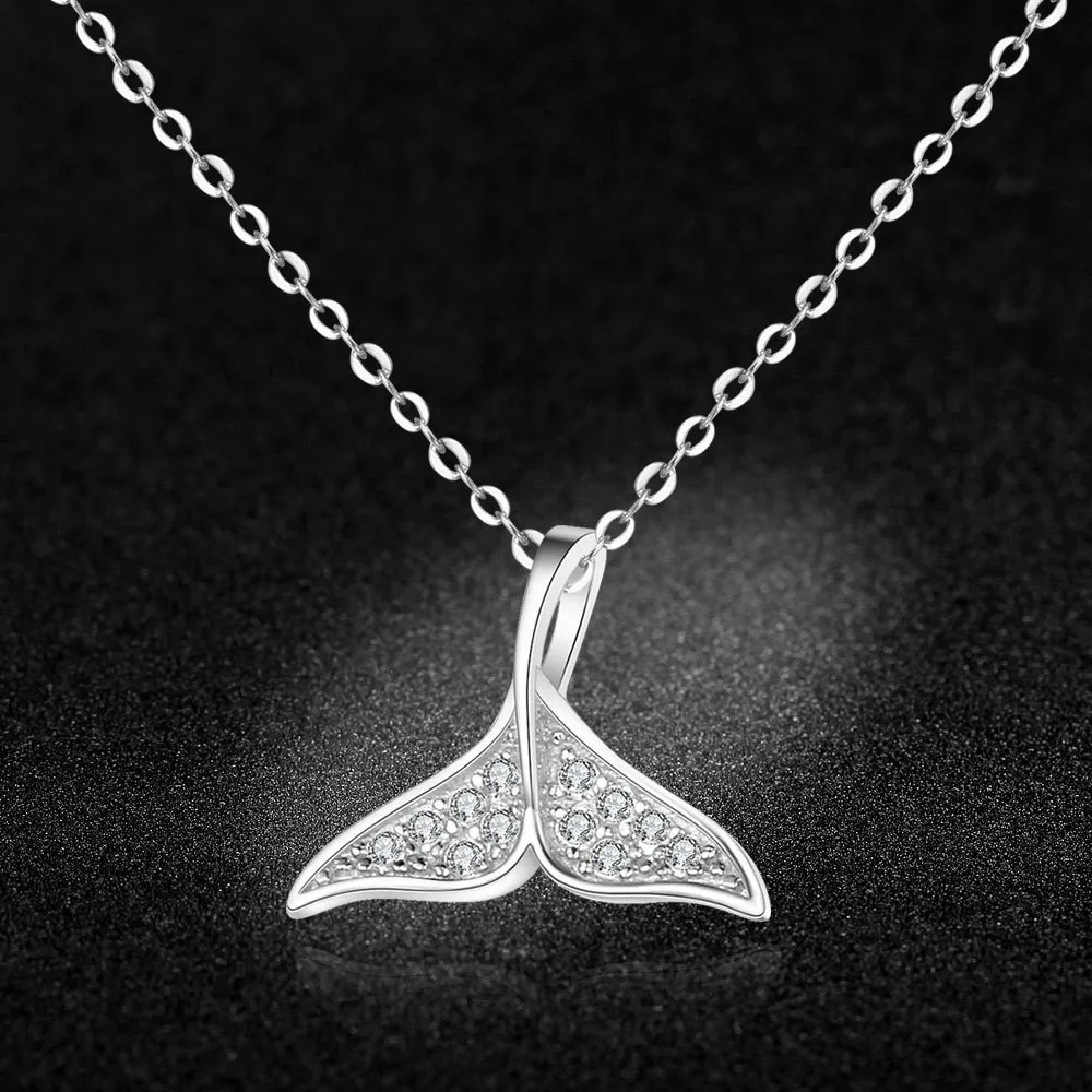 HMSFELY 925 Стерлинговое Серебро Циркон в форме сердца кулон виде хвоста Кита женское