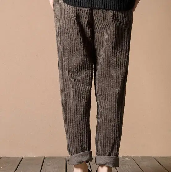 Clobee/Винтажные шаровары в полоску брюки Вельветовая обтягивающая