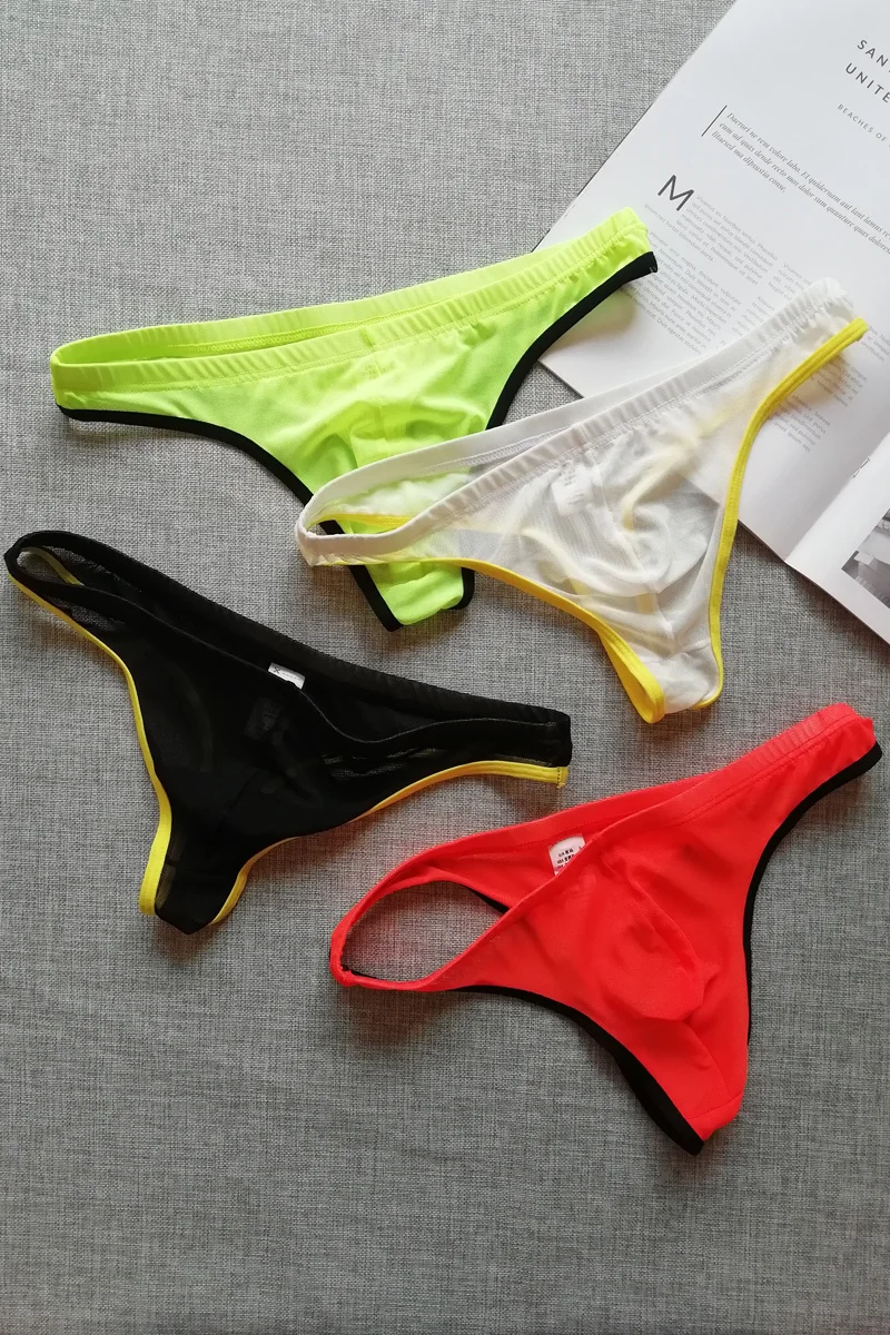 

Men's Underwear T-Back G-String Briefs Sexy Breathable Tangas Thong Lingerie Fashion Breathless Thong Male