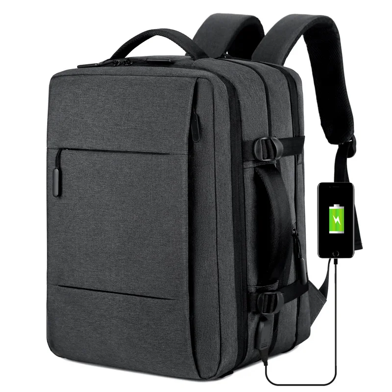 Вместительный расширяющийся мужской рюкзак сумка для ноутбука с USB зарядкой