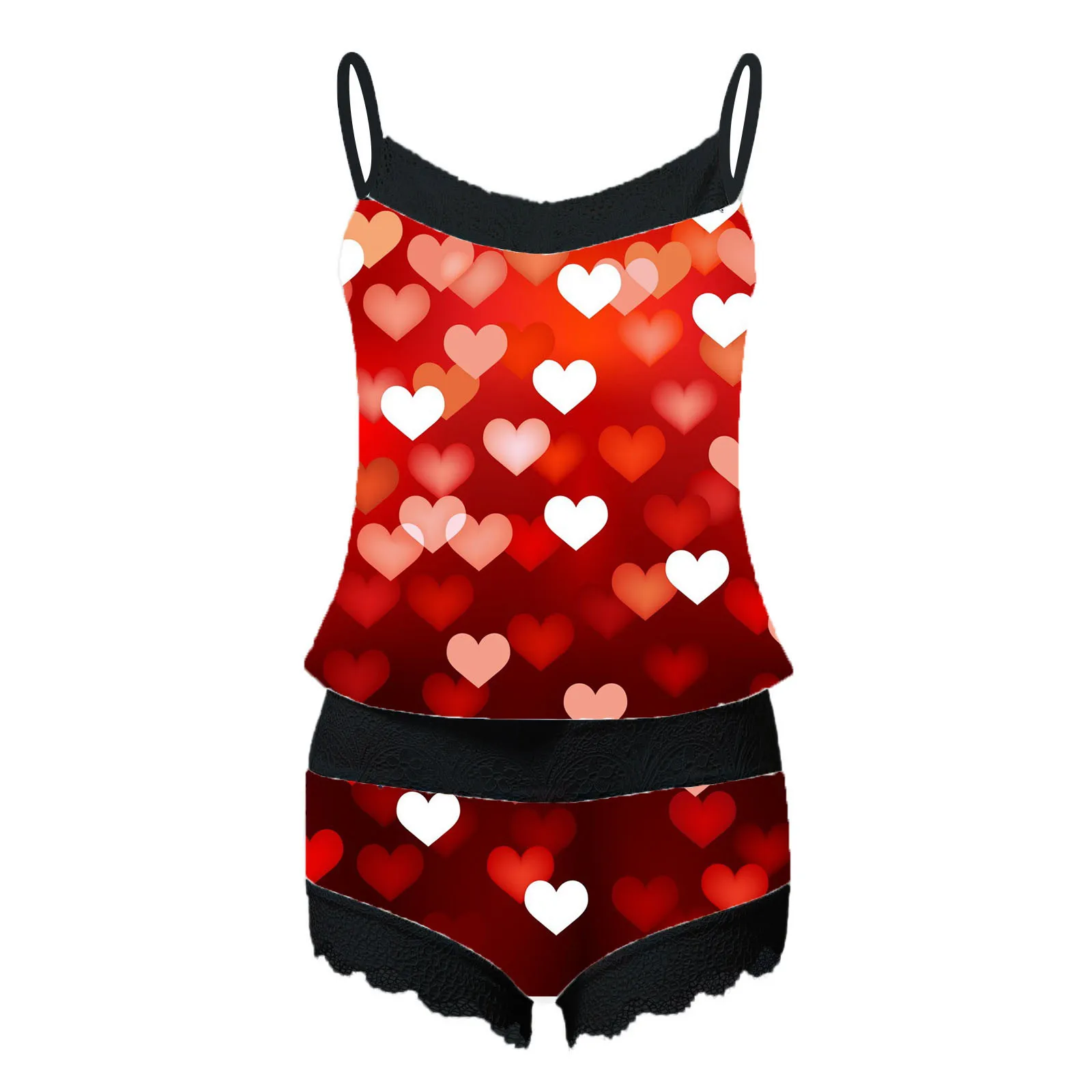 

2021 Women Pajama Set Sleeveless Strap Lace Trim Bowknot Pyjamas Sleep Shorts Set Lace Pijama Suit Sleepwear Sexy Nighties New