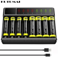 kutumai 8 slot smart battery charger led display for for aaaaa nicd nimh 4 slots usb rechargeable batteries aa aaa charger