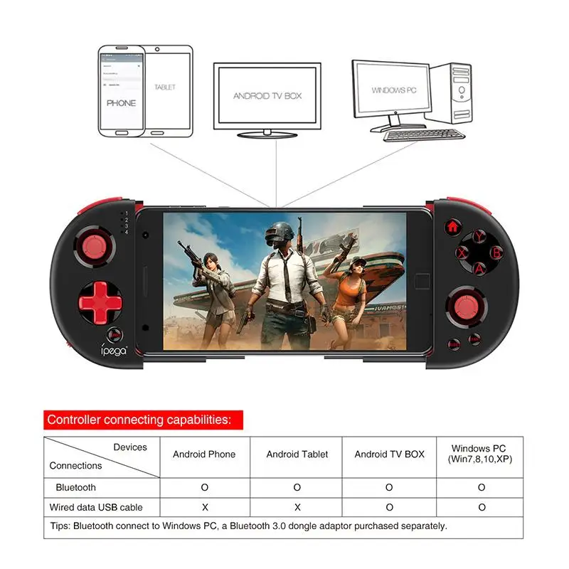 

Bluetooth Wireless Gamepad Android PC Joypad Game Controller Joystick With Telescopic Phone Stand For IPEGA PG-9087 Black