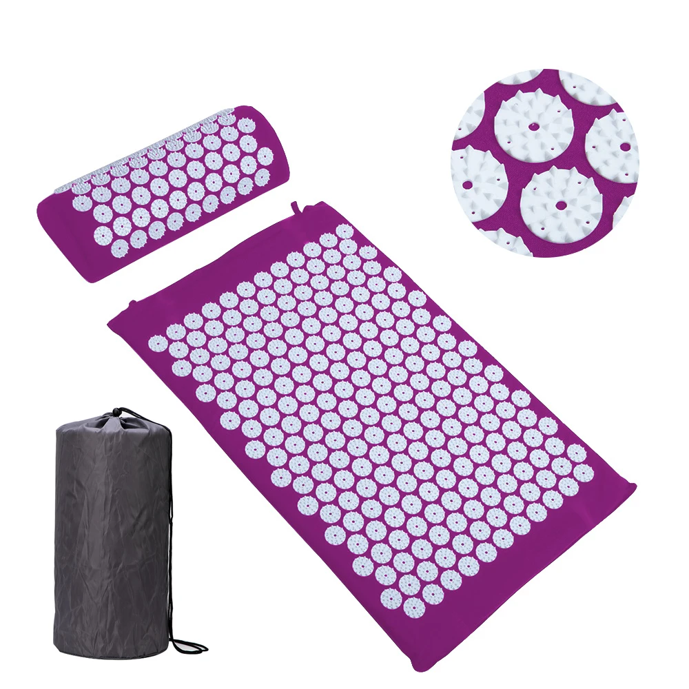 

Коврик для акупрессуры Lotus с шипами 67*42 см, массажный мат для тела, шеи, спины, с сумкой для переноски, расслабляющий массажный коврик