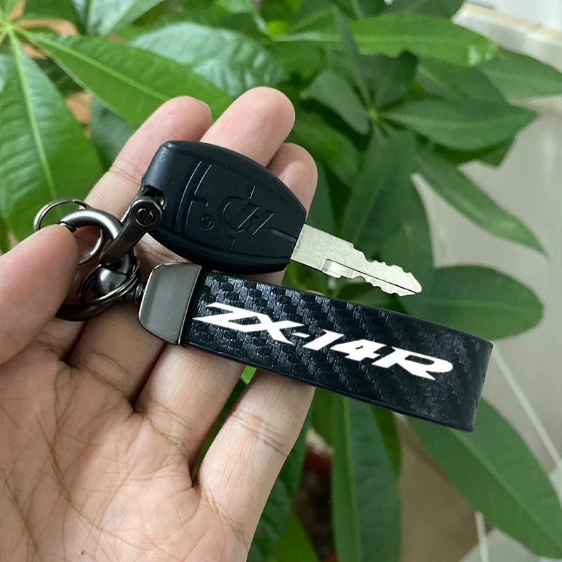 

Motorcycle Keychain KeyRings Leather Key Ring Key Chain for KAWASAKI NINJA ZX14R ZX-14R ZX14 ZZR 1400 2006-2015 Accessories