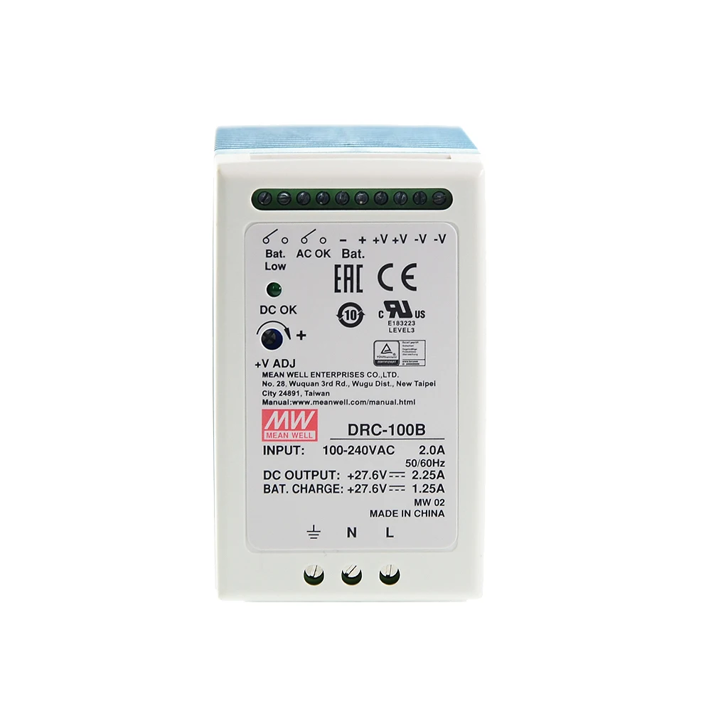 Original Mean Well DRC-100B meanwell 27.6V DIN Rail Security Power Supply 96.6W Single Output with Battery Charger UPS Function
