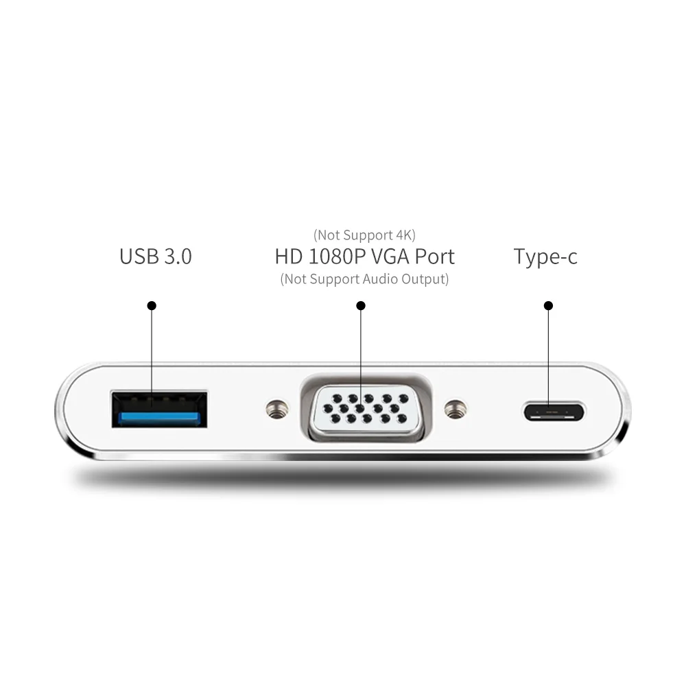 Адаптер для macbook pro huawei matebook samsung S8/S9 USB C VGA PD usb type c к + USB3.0 порт конвертер |