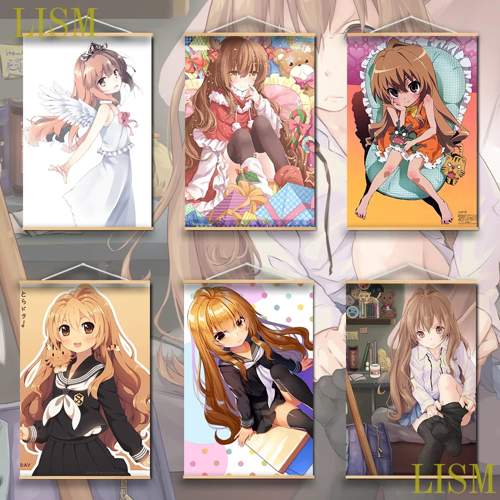 

Toradora! Aisaka Taiga Anime Poster manga picture with solid wood hanging scroll with canvas painting