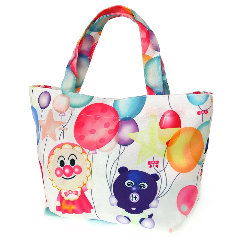 

2020 New Children's Handbag Cotton Canvas Lunch Bag Storage Mommy Bag Diaper Cartoon Anpanman Handbag Stroller Accessories Bags