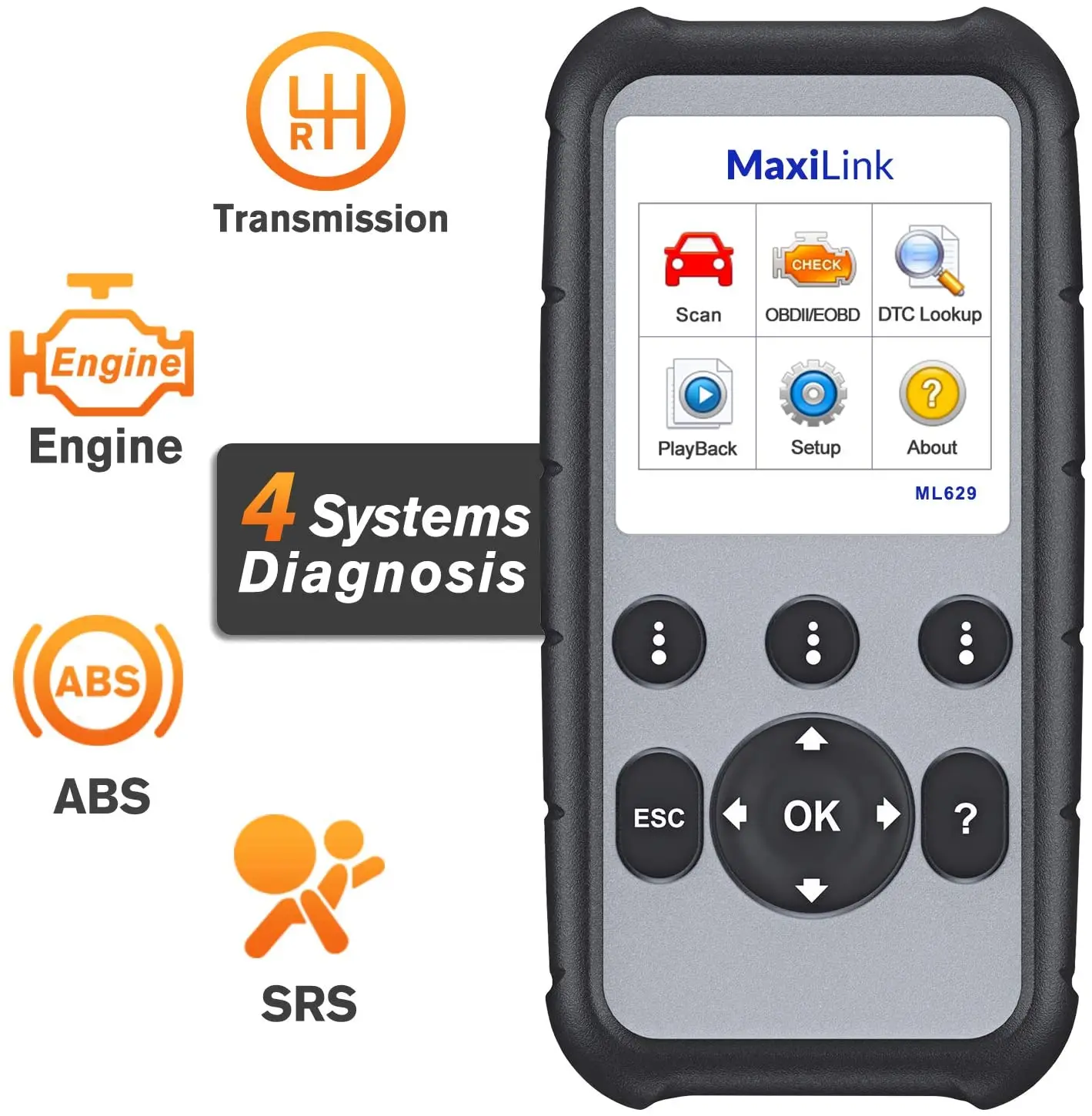 Autel MaxiLink ML629 Расширенный сканер OBD2 с ABS SRS трансмиссионный диагностический