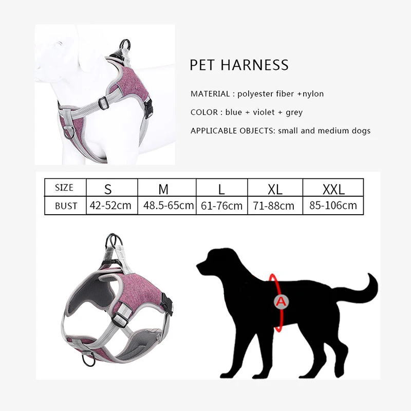 

Adjustable Dog Harness Leash Reflective Harness Vest Breathable Mesh Chest Straps Leash for Small Medium Large Dog Pet Supplies