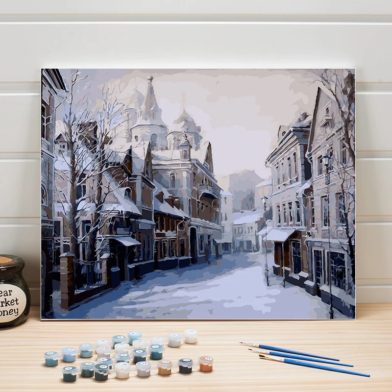 Холст масляная краска ing по номерам городской пейзаж наборы взрослые DIY Цифровая