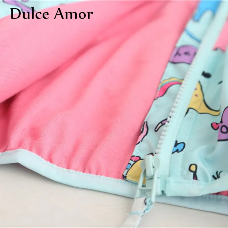 

Dulce Amor Girls Unicorn Jacket Boys Coat 2019 Spring Baby Kids Clothes Children Fashion Graffiti Hooded Outerwear Drop Shipping