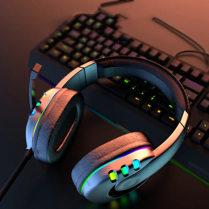 

Gaming Headsets With Microphone PC Gamers Headsets Wired Headphones Backlit RGB Headset For Computer Tablet For Xbox One PS4 PS5