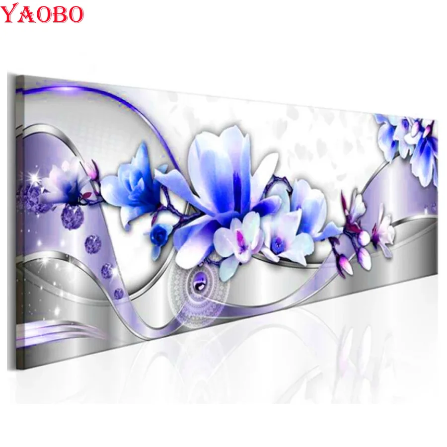 

5D DIY Diamond Painting Blue Magnolia Flower Picture Of Rhinestones Cross Stitch Kits Diamond Embroidery Mosaic Handmade Hobby