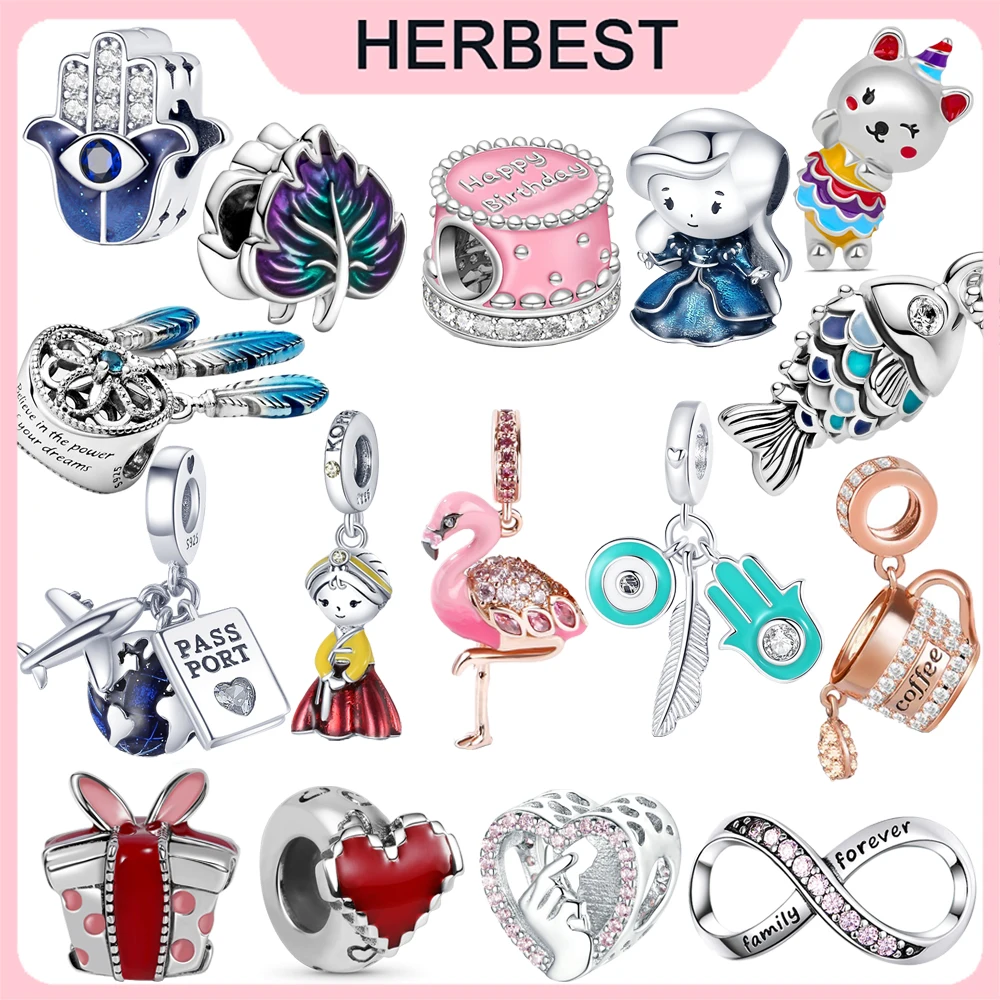 

Hot Sale 925 Sterling Silver Beads Blue Fatima Scaled Fish Travel Charm Fit Original Pandora Bracelet DIY Jewelry Making Gift