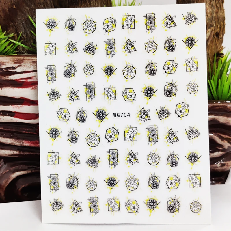 

3D Stickers for Nails Adhesive Line Lily Cherry Blossoms Nails Art Decoration Manicure Stickers Decal Nail Foil Accessories