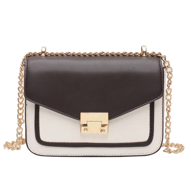 

Designer PU Leather Flap Bag Women's Mini Contrast Color Branded Trend Crossbody Shoulder Handbags Fashion Women Chain Hand Bag