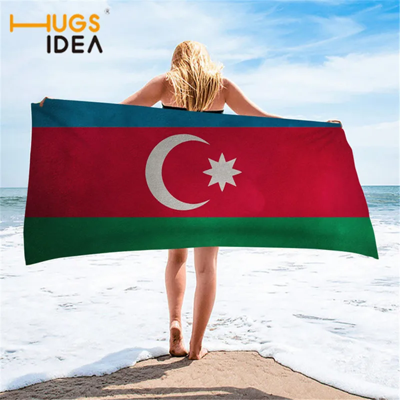 Летнее пляжное полотенце HUGSIDEA для взрослых флаг Азербайджана дизайн удобное
