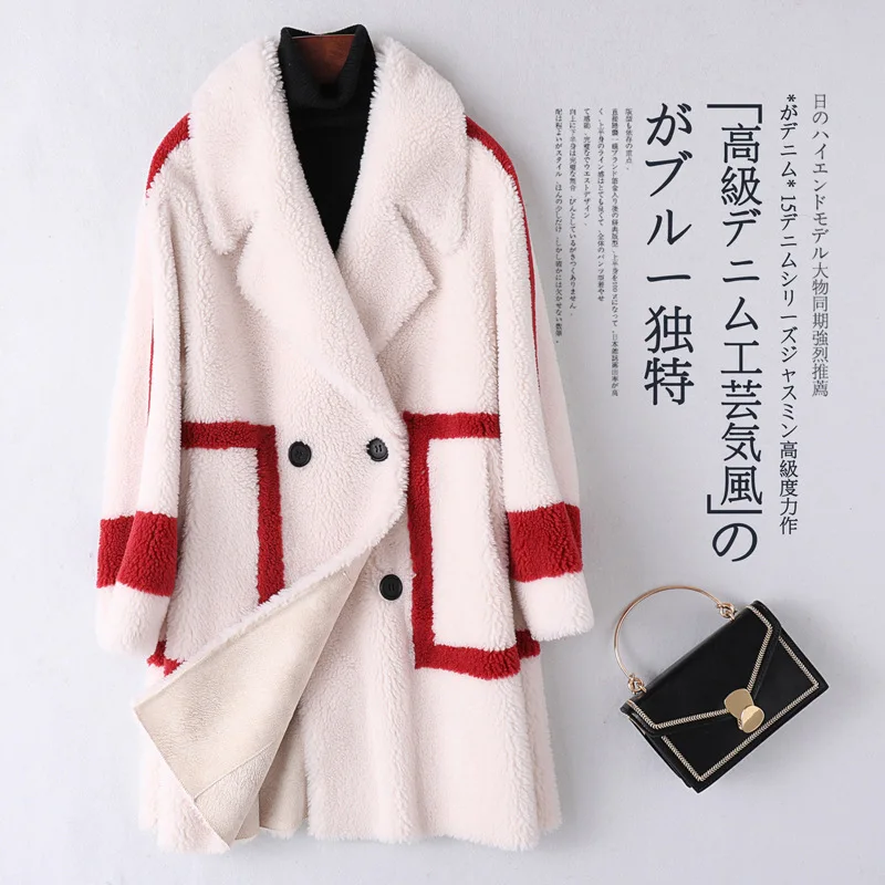 Женское шерстяное пальто с натуральным мехом осенне зимнее женская одежда 2020