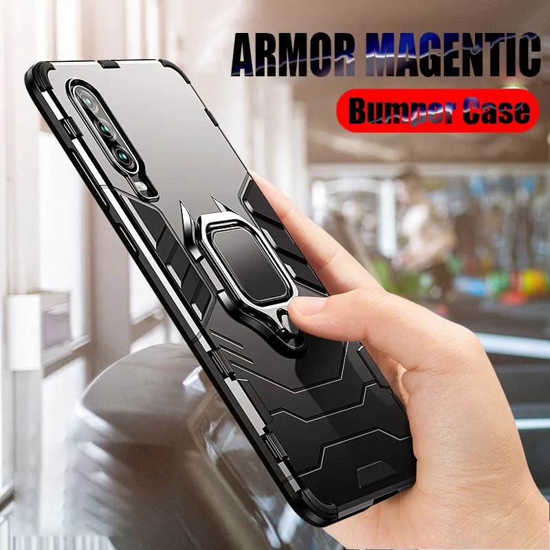 Luxury Armor Cases On The For Huawei P30 Pro P20 Lite Shockproof Cover Car Magnetic Stand Ring Bumper Case |