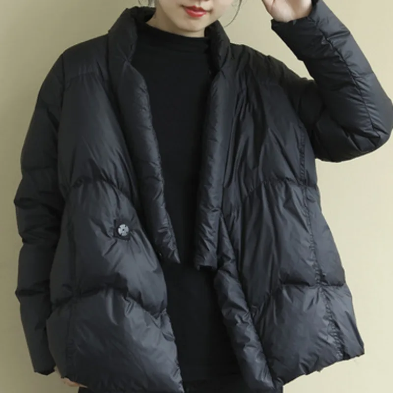 

Женский модный короткий пуховик, уличная Новинка 2021, модное повседневное темпераментное стройнящее Свободное пальто на белом утином пуху с...