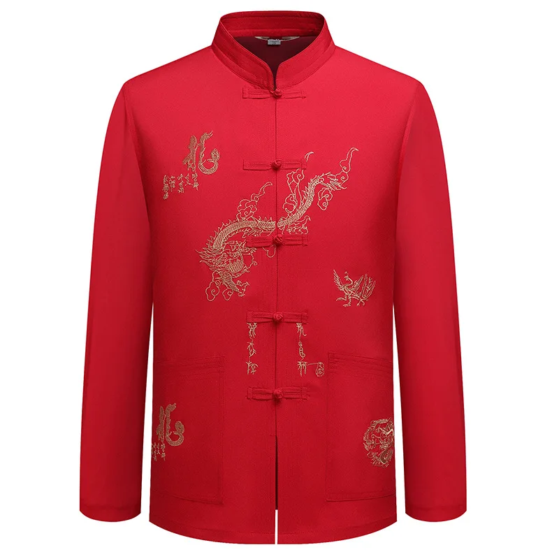 Color 4 5 цветов Дракон Мужская одежда Tangsuit традиционная китайская одежда для мужчин ушу стоячий воротник рубашка Топ Hanfu Dropshopping - Цвет: Color 4