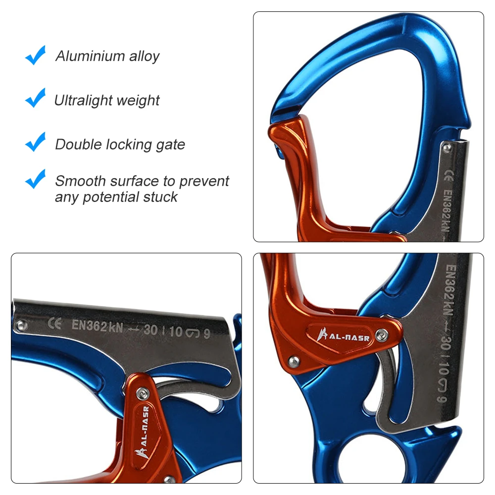 

30KN Professional Climbing Carabiner Screw Locking Gate Carabiner Heavy Duty D-shape Climbing Buckle Hammock Locking Clip