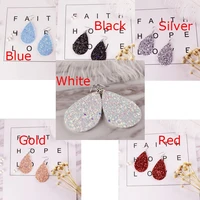 1pair womens girls unique design pu leather dangle water drop red white black blue gold silver shinning earrings