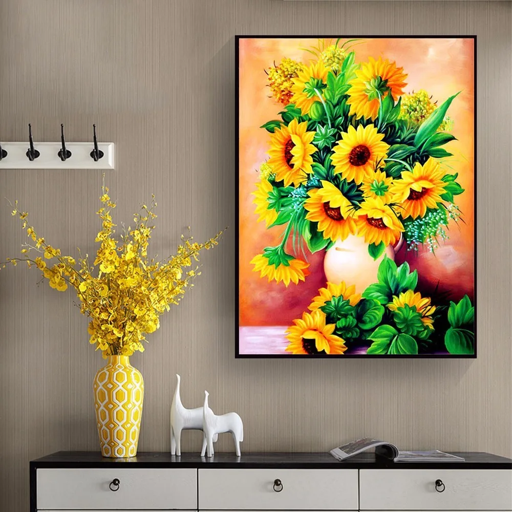 Алмазная 5D картина Evershine с квадратными подсолнухами вышивка крестиком сделай сам