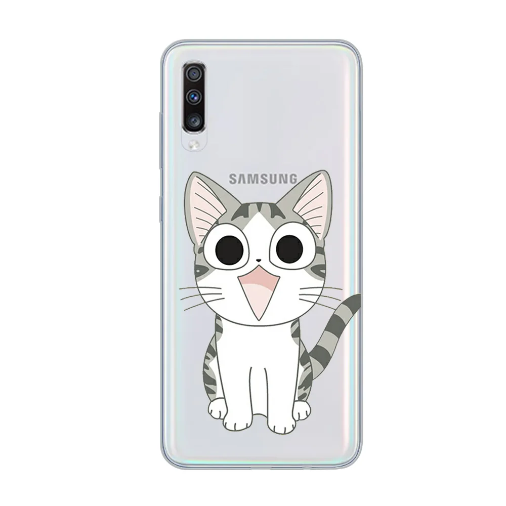 ciciber Phone Case Cute Cartoon Cat Cover for Samsung Galaxy A50 A70 A80 A40 A30 A20 A60 A10 A20e Soft Silicone TPU Fundas Coque |
