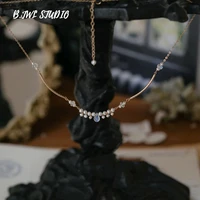 14k gold filled pendant necklace drop shaped moonstone pendant multilayer clavicle chain necklace female fashion charm jewelry