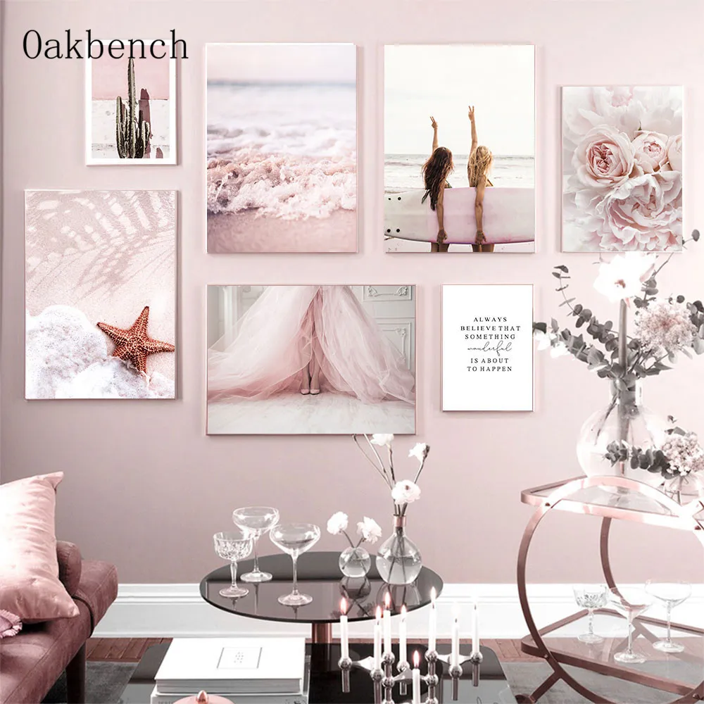 

Sea View Canvas Painting Starfish Poster Flower Art Prints Surf Girl Posters Nordic Print Landscape Wall Pictures For Home Decor