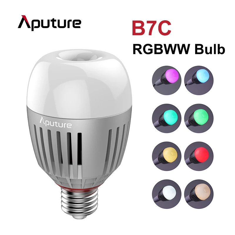 Aputure B7C 7W RGBWW LED Smart Bulb 2000K-10000K Adjustable Stepless Dimming App Control Photography Light | Электроника