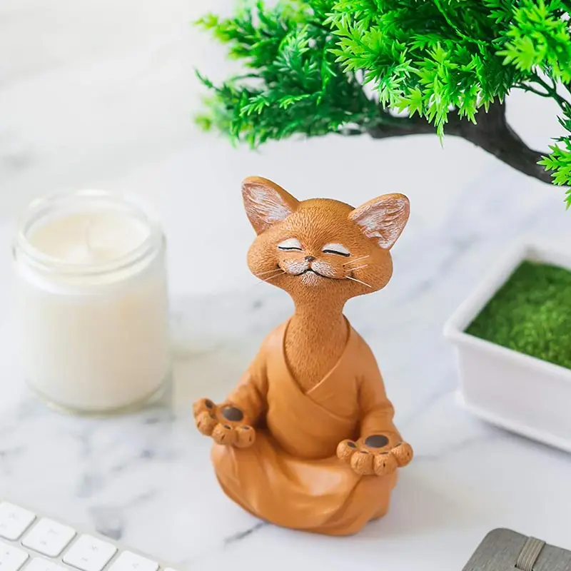 Статуэтка кошки коллекционная для медитации и йоги веселая искусство скульптуры