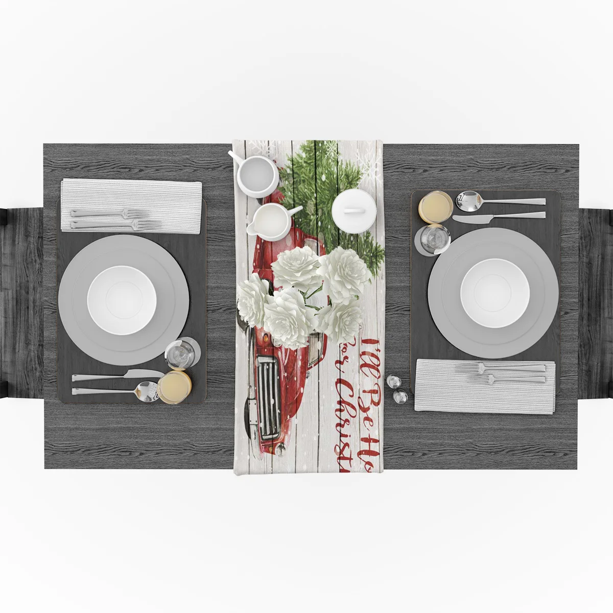 Рождественская елка красная деревянная доска напечатанная настольная дорожка