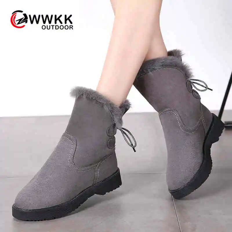 WWKK/женские ботинки из натуральной кожи теплая Брендовая обувь на меху