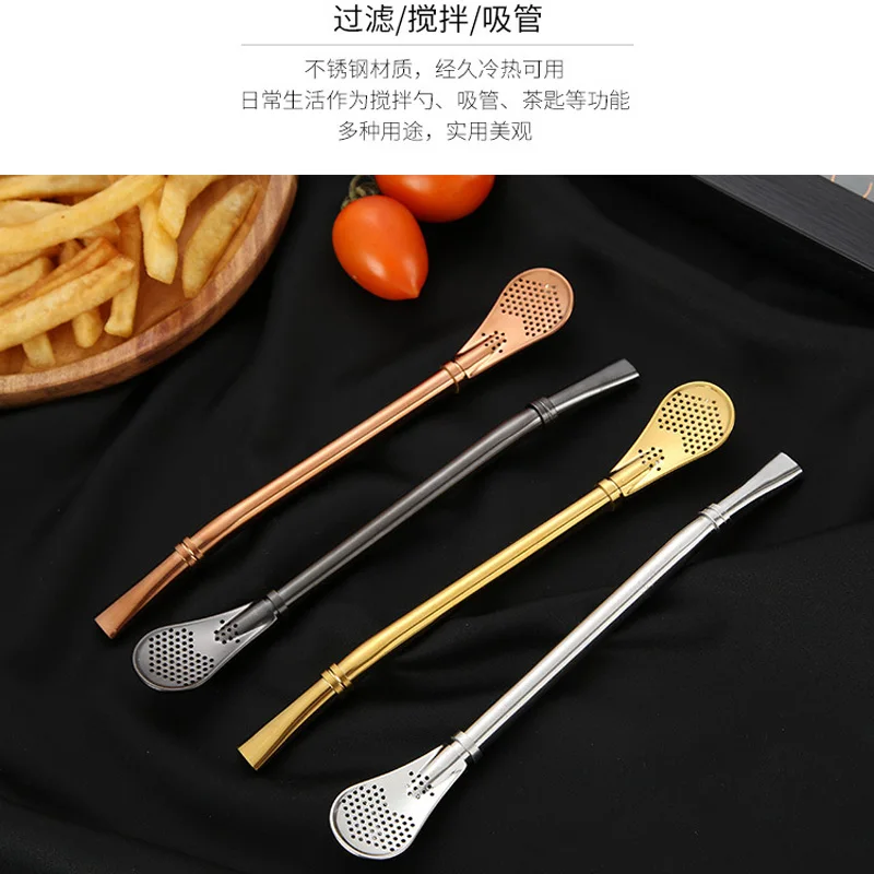 Моющаяся ложка из нержавеющей стали для питьевой соломинки Чайный фильтр Yerba Mate