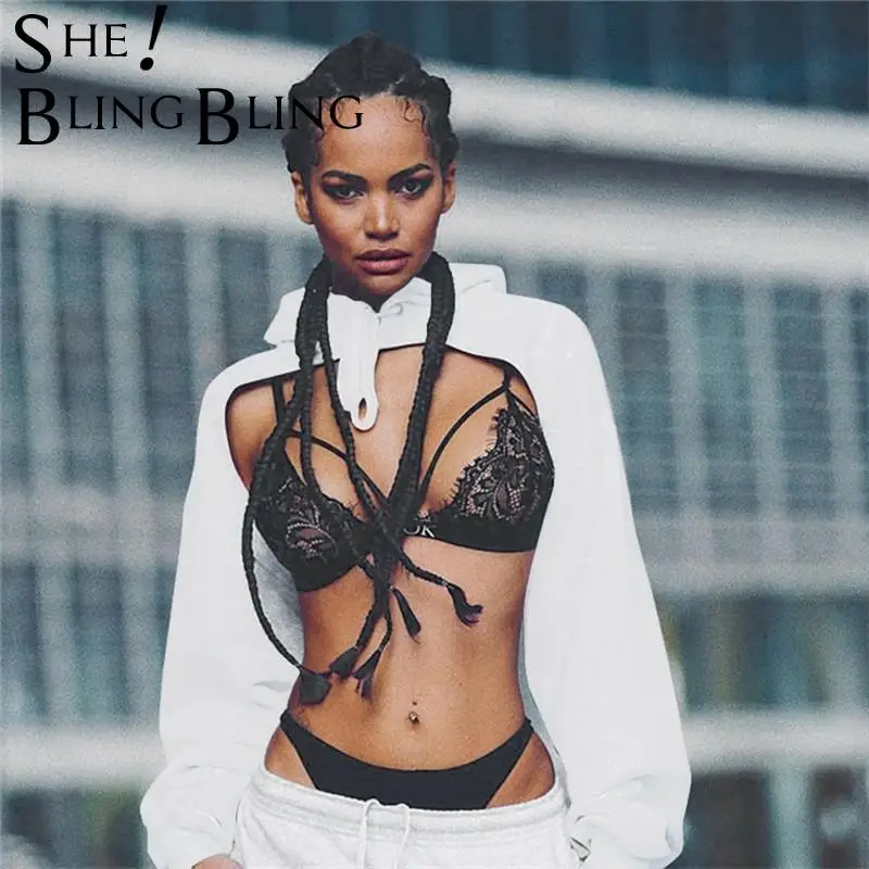 SheBlingBling на осень и весну свитер с капюшоном заниженной линией плеч для женщин