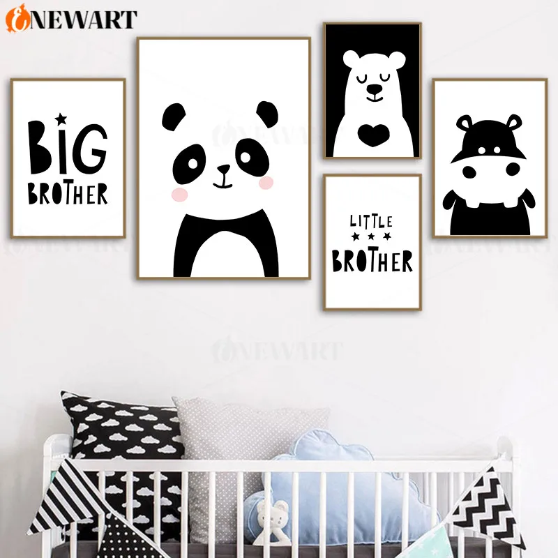 Скандинавские Мультяшные животные для мальчиков детская живопись холст постер с