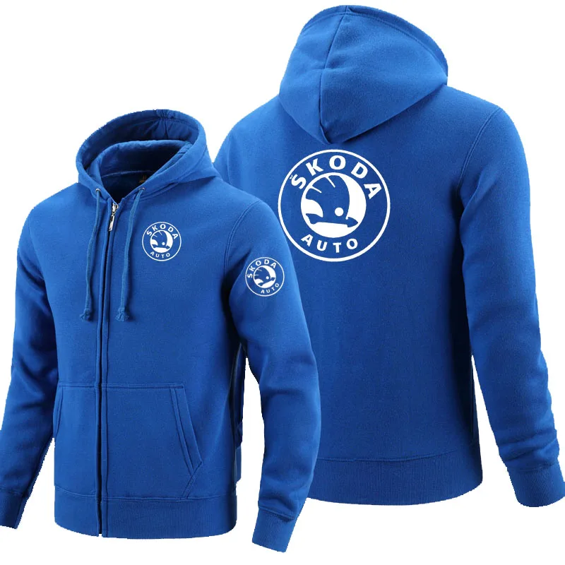 

2021 Zipper Hoodies Skoda logo Printed Hoodie Fleece Long Sleeve Man's zipper Jacket Sweatshirt