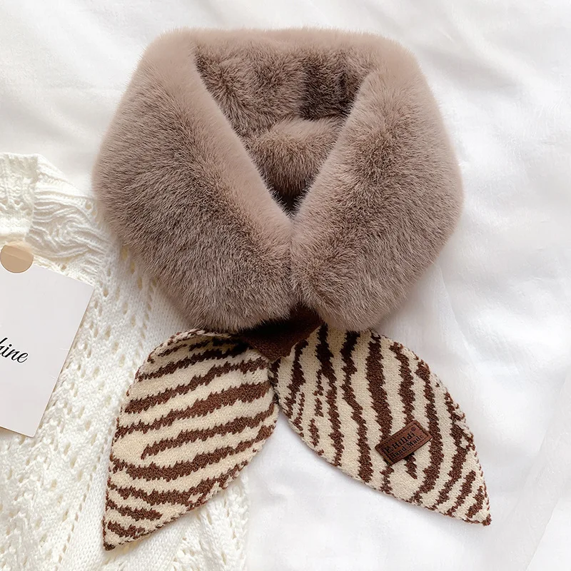 

European and American new style scarf women winter warmth and thick striped student bib cross wool scarf
