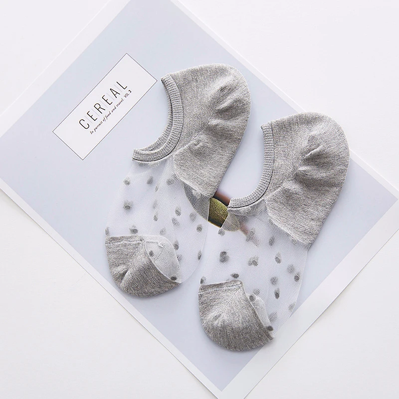 1/2/3/4/5pair Women's Ankle Socks Transparent Invisible Socks Summer No Show Lace Socks Non-slip Mesh Sheer Half Thin Socks