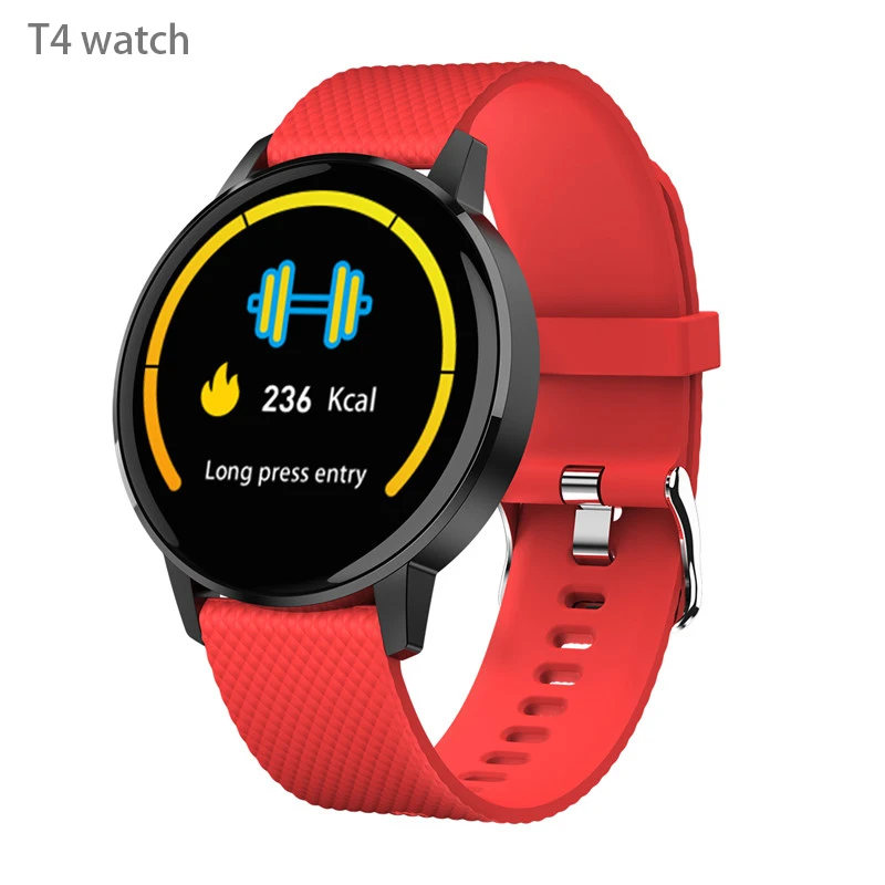T4 red T2 T4 W1 умные спортивные бизнес-часы для мужчин, пульсометр, кровяное давление, фитнес-трекер, умные часы, браслет для Apple, Xiaomi Watch - Цвет: T4 red