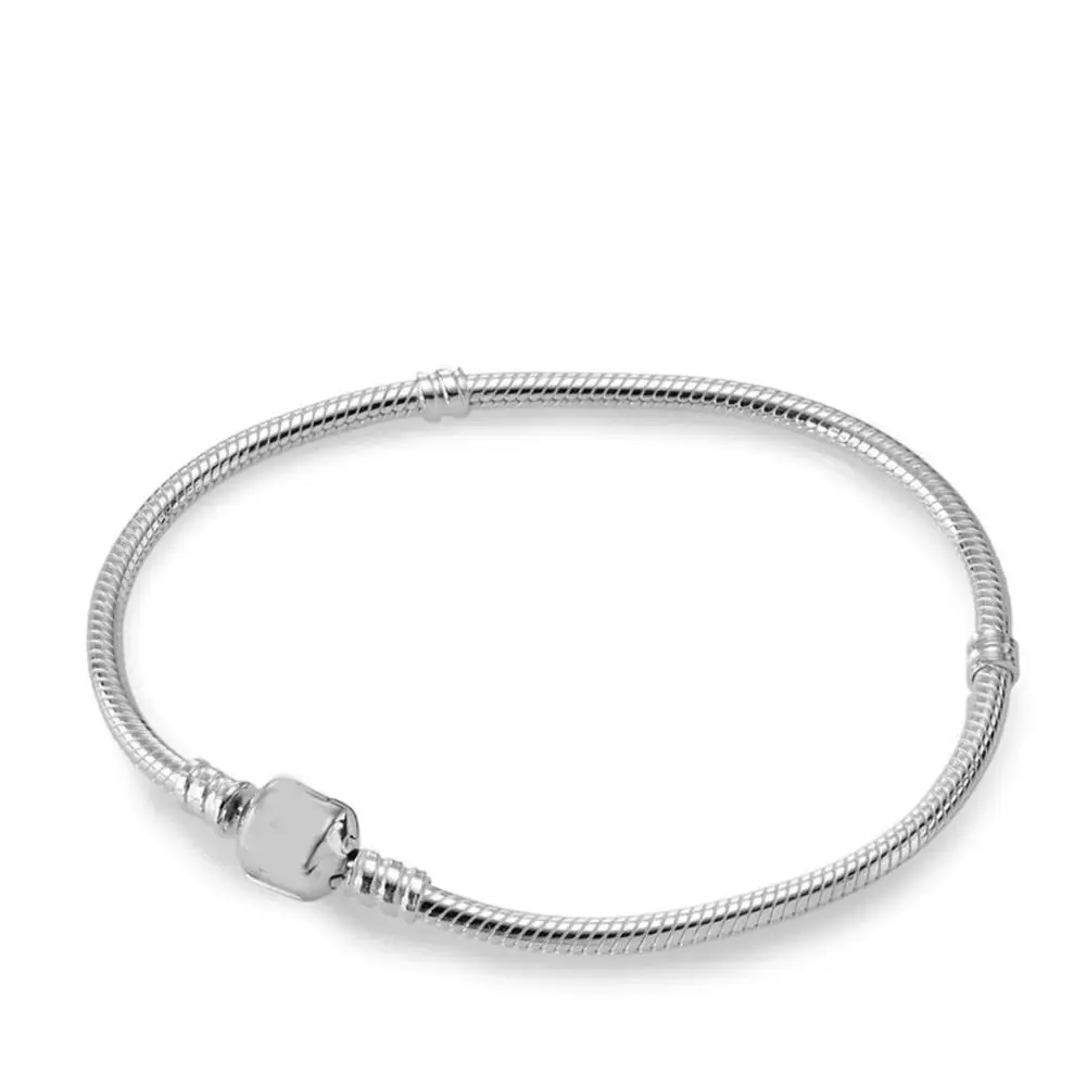 

New 100% 925 Sterling Silver Bracelet Silver/Rose Gold Silver Clasp Charm Bracelet Fit European Charms Diy Jewelry