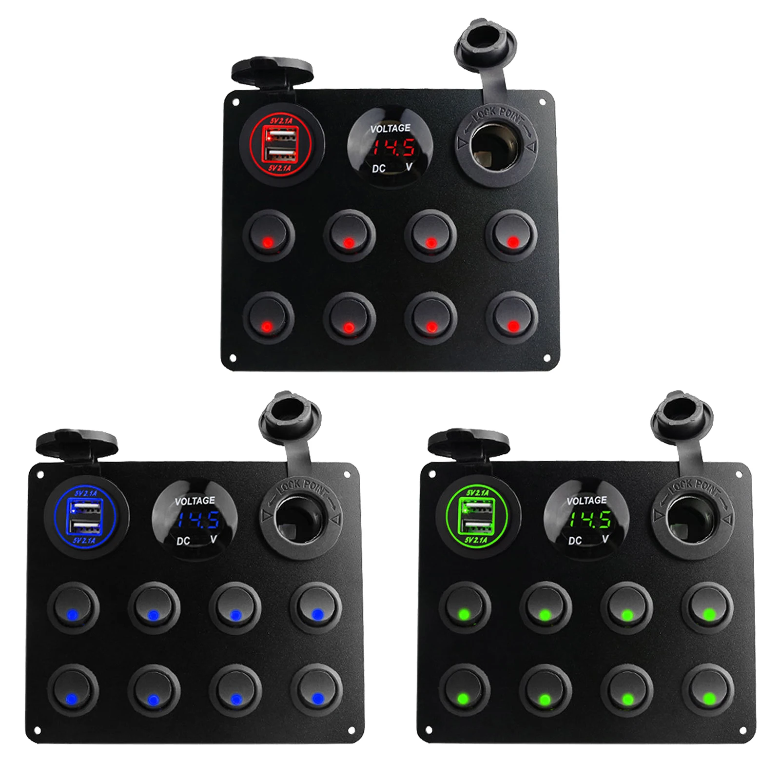 

Boat Switch Panel Car Switch Panel Waterproof Digital Voltmeter 8 Gang Dual USB Port Boat Accessories